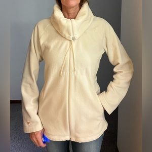 Lucy full zip fleece cream jacket with cozy adjustable roll collar Medium